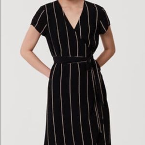 LOFT Pinstripe wrap dress